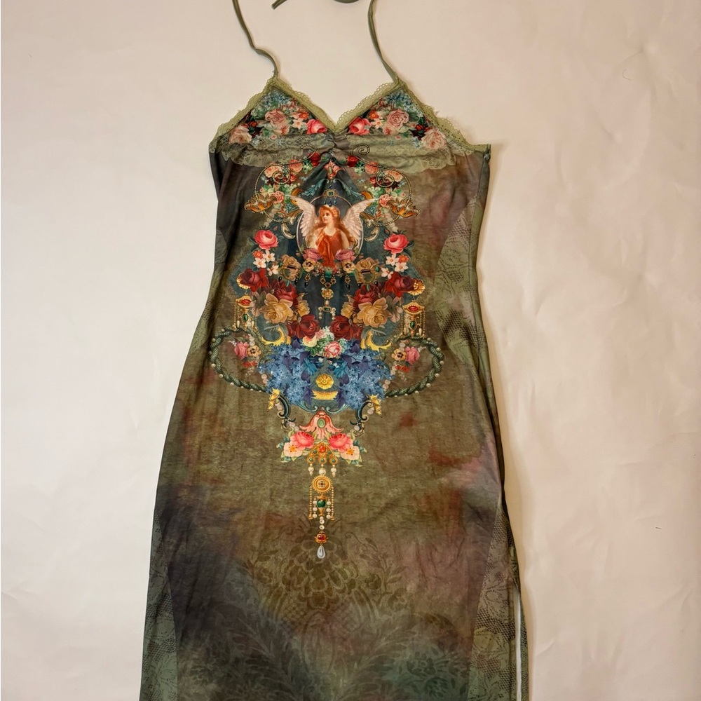 SHEIN Strapless Dress with Green and Blue Tones